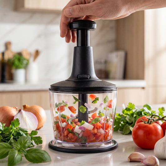 Basmalı El Rondosu Pratik Manuel Rondo Blender 18/10 Çelik Bıçaklı Sebze ve Soğan Doğrayıcı