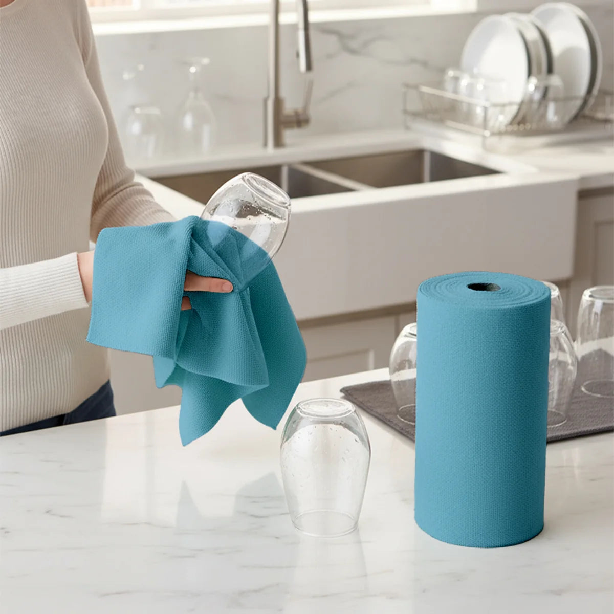 Çok Amaçlı %100 Mikrofiber Temizlik Bezi 20'li Rulo Kopart Kullan