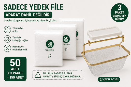 Katlanır Mutfak Lavabo Süzgeci (Sadece Yedek File – 50’li Paket 3’lü Ekonomik Boy)