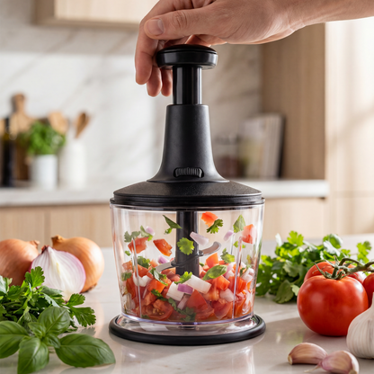 Basmalı El Rondosu Pratik Manuel Rondo Blender 18/10 Çelik Bıçaklı Sebze ve Soğan Doğrayıcı