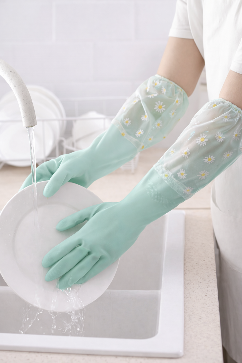 Lateks Uzun Eldiven – Ev, Bulaşık, Banyo Temizliği İçin Su Geçirmez Transparan Tasarım Eldiven