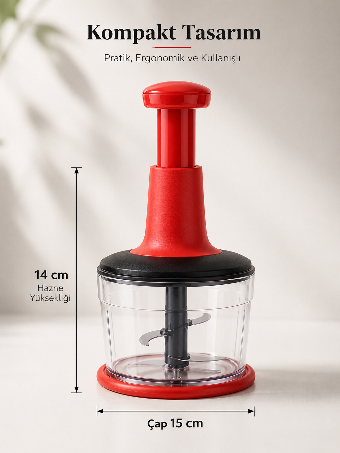 Basmalı El Rondosu Pratik Manuel Rondo Blender 18/10 Çelik Bıçaklı Sebze ve Soğan Doğrayıcı