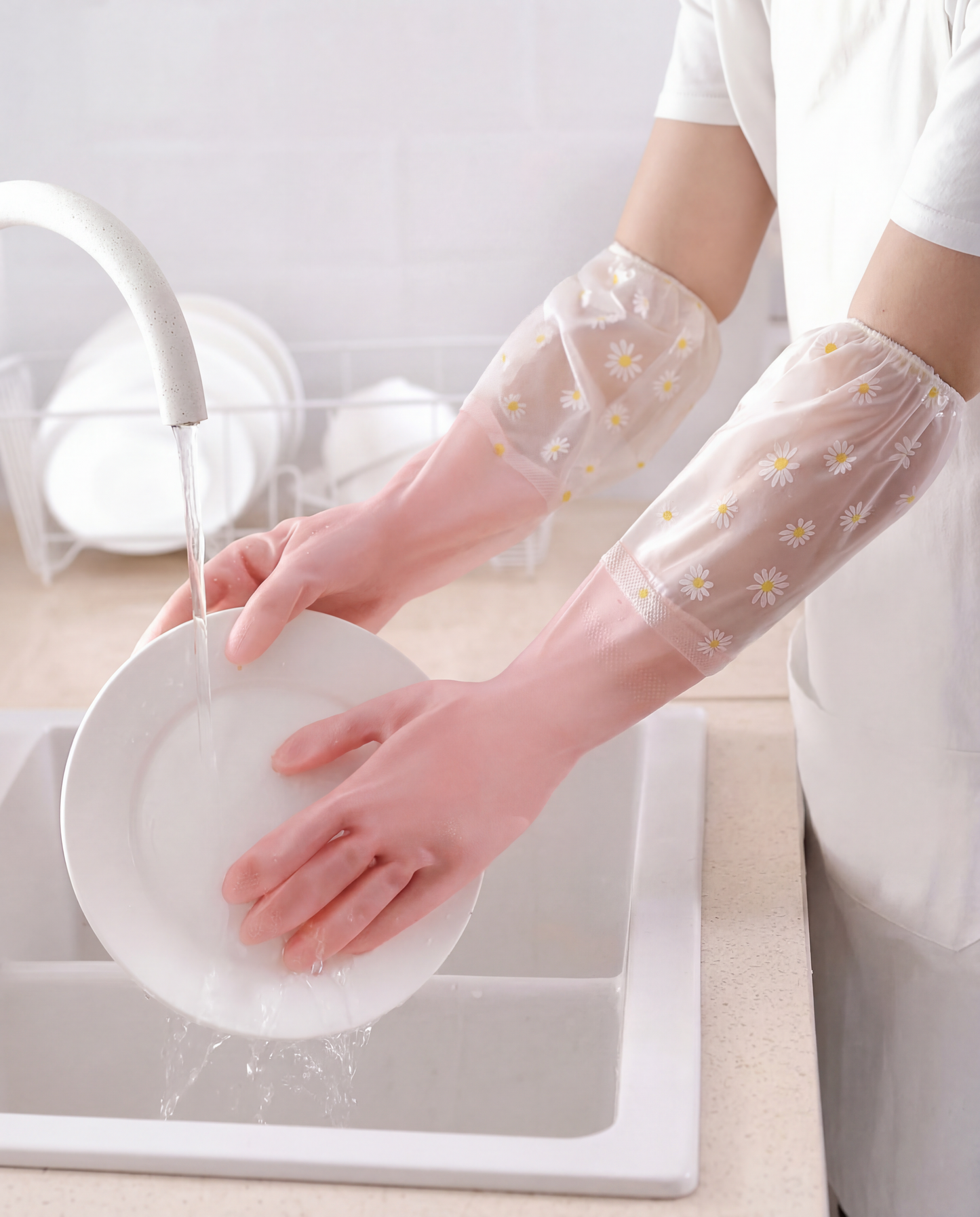 Lateks Uzun Eldiven – Ev, Bulaşık, Banyo Temizliği İçin Su Geçirmez Transparan Tasarım Eldiven